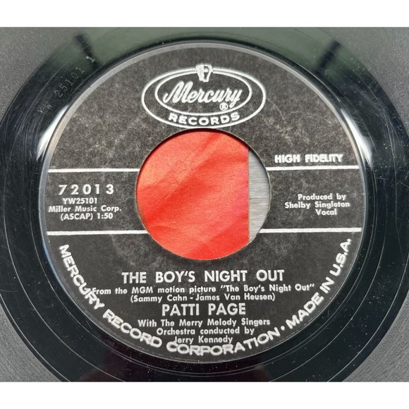 Patti Page Boys Night Out / Three Fools 45 Pop Record Picture Sleeve VG/VG+ - Picture 2 of 7